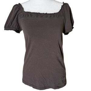 Y2k Vtg Esprit Gray Stretchy Top Sz XS/S 2000s Coquette Grunge Square Neckline
